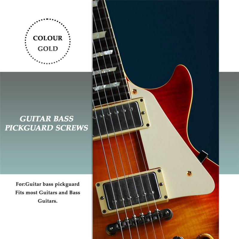 50x Guitar Bass Screws Parts for Scratchplates Pickguard, Gold
