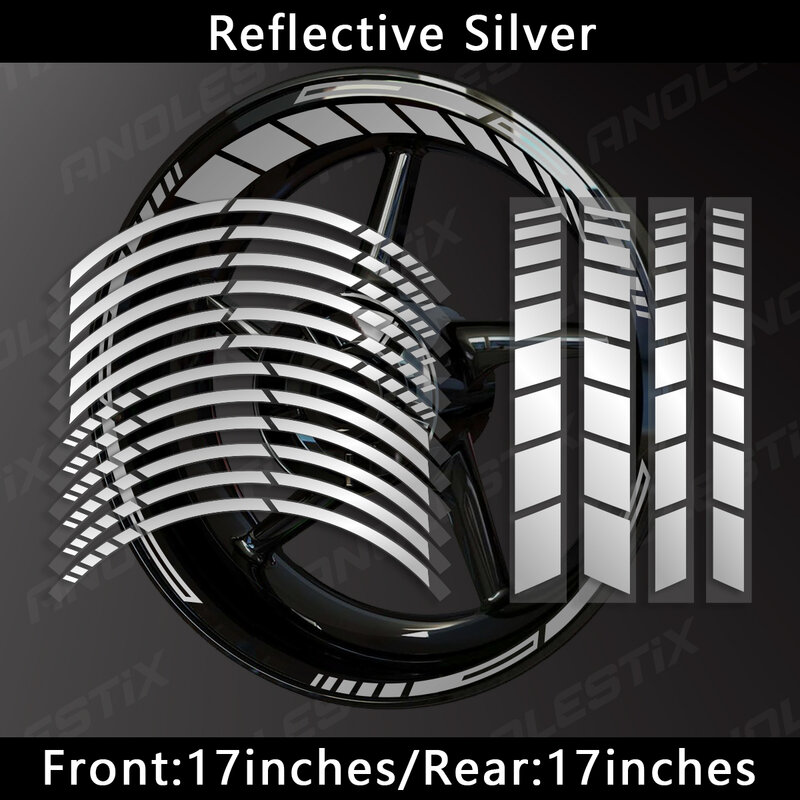 AnoleStix-pegatinas reflectantes para rueda de motocicleta, calcomanía de cubo, raya de llanta, 17/17 pulgadas, para YAMAHA, Honda, Kawasaki, Suzuki, BMW, KTM, Triumph