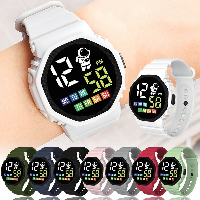 Jam tangan elektronik olahraga luar ruangan jam tangan Digital anak LED kedap air tali jam tangan silikon untuk anak laki-laki perempuan hadiah