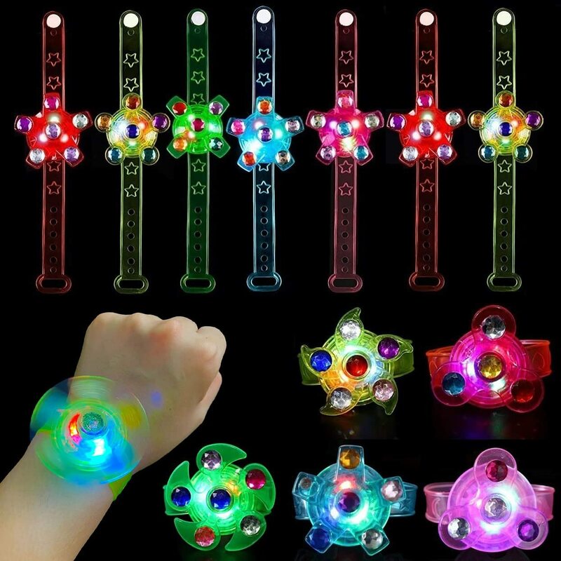 25 Pak Gelang LED Menyala Fidget Spinner Hadiah Pesta untuk Anak-anak, Perlengkapan Pesta Bersinar Dalam Gelap, Hadiah Ulang Tahun, Kotak Harta Karun