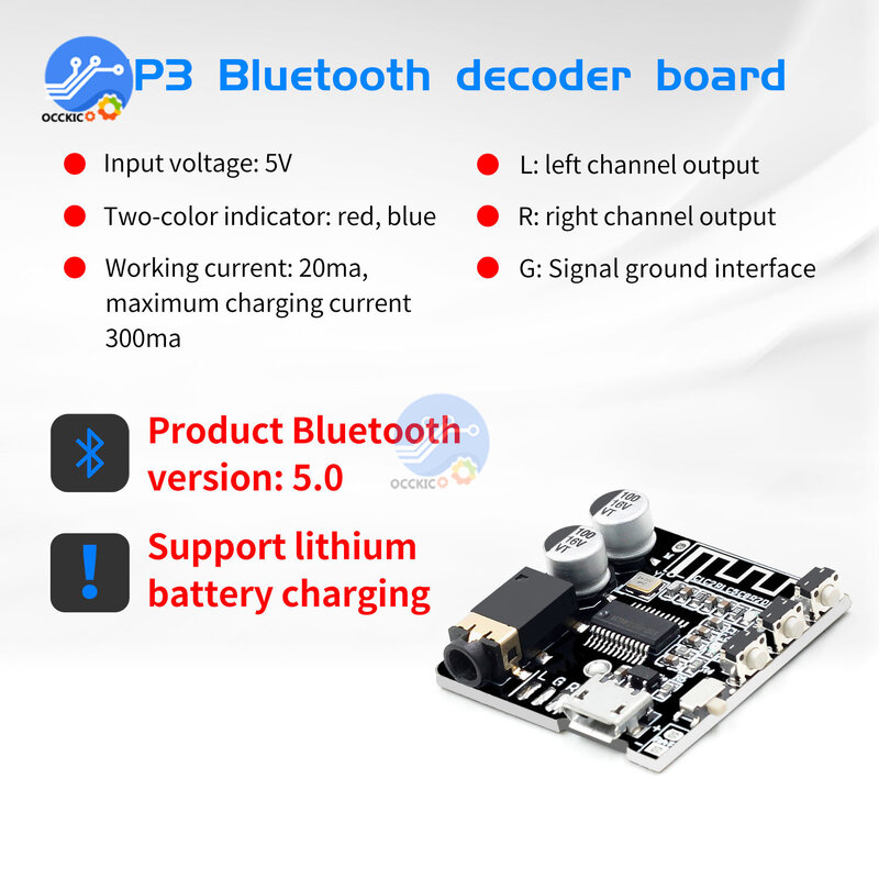 DIY Bluetooth Audio Receiver board Bluetooth 4.1 5.0 mp3 lossless decoder board Wireless Stereo Music Module 3.7-5V