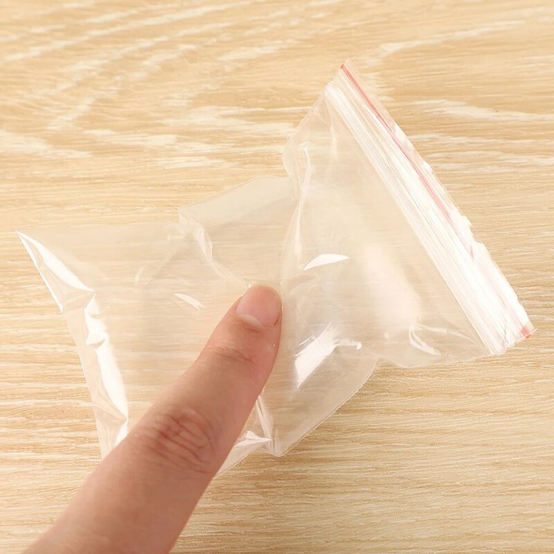 100Pcs Wholesale Thicken Zipper Sealing Bags Transparent Plastic Storage Bag for Small Jewelry Food Packing Reclosable Pouch