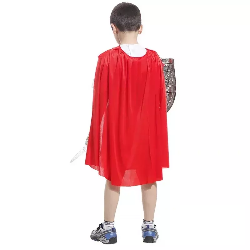 Children Royal Warrior Knight Cosplay Costumes Soldier Medieval Roman with Cape Party No Weapon