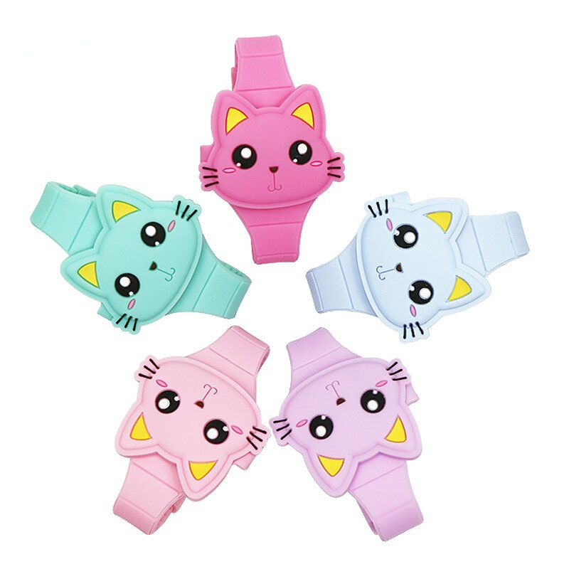 Fashion Kids Watch Cute Cat Shape LED Digital Watches for Girls Boys BPA Free Silicone Band Clamshell Design Children Wristwatch