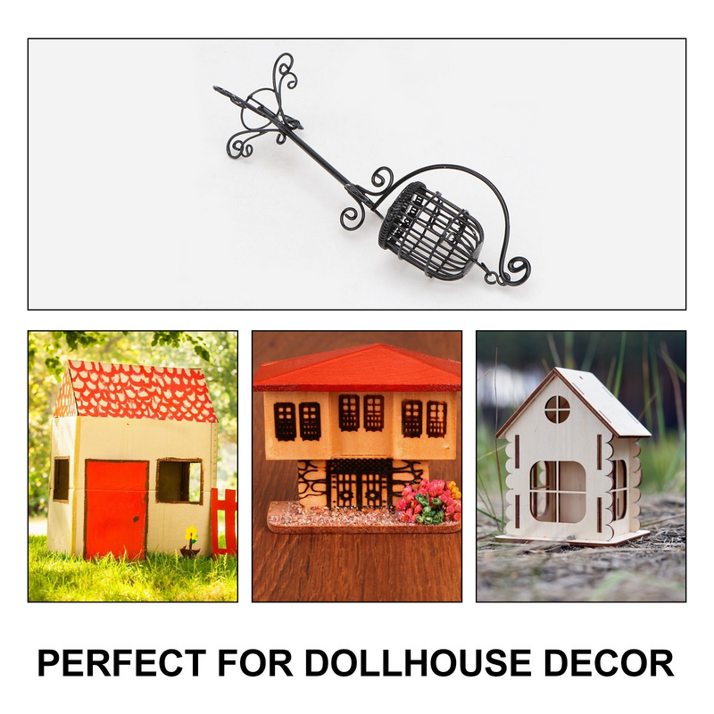Dekor Miniatur Metall Vogelkäfig mit Unterstützung Modell Haus Handwerk Halterung Outdoor-Szene weiß Zubehör