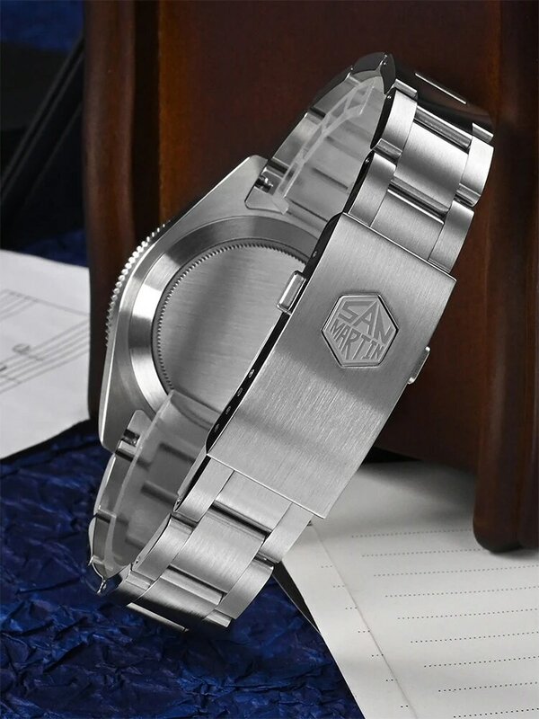 San martin-男性用高級時計,自動機械式時計,サファイア,発光,新しい,20bar,bb58,nh35,レトロ,40mm,sn0008