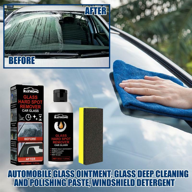 زجاج السيارة تنظيف عميق تلميع لصق | 50 مللي طلاء السيراميك لتفصيل السيارات | مزيل بقعة الماء الصلب للزجاج السيارة