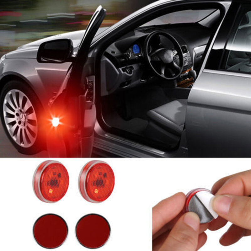 LED porta do carro abrindo luzes, anti-colisão luzes de advertência, estroboscópio piscando luzes de alarme, universal, vermelho, 3V, 2 pcs