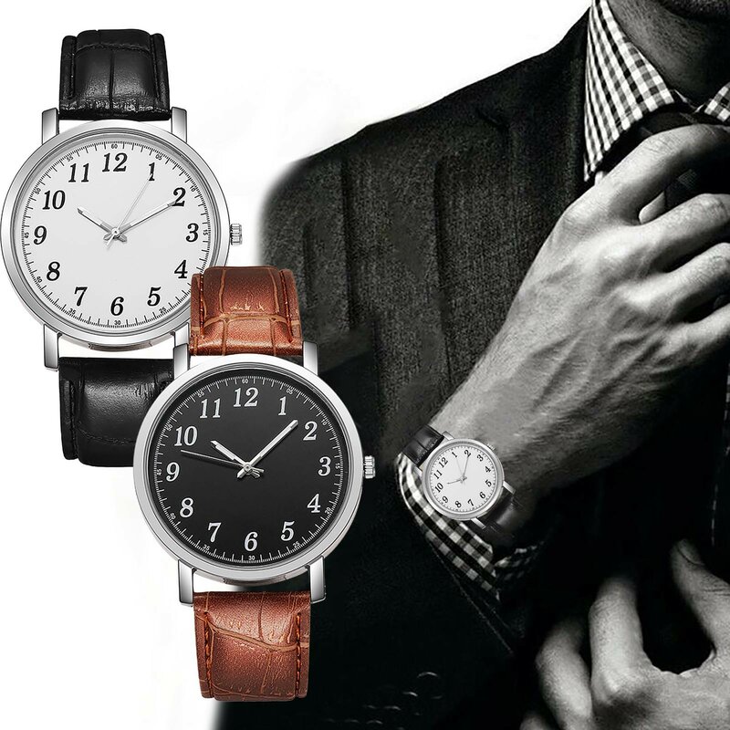 Relógio esportivo casual de negócios masculino, pulseira de couro, relógio de pulso de quartzo masculino moda simples