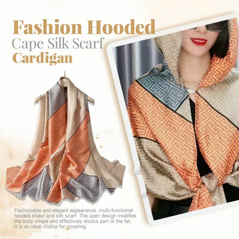 Hooded Cape Silk Scarf Women Spring And Autumn Silks Wraps Female Dual-Purpose Large Shawl Brand Simulation Shawls Beach Towel