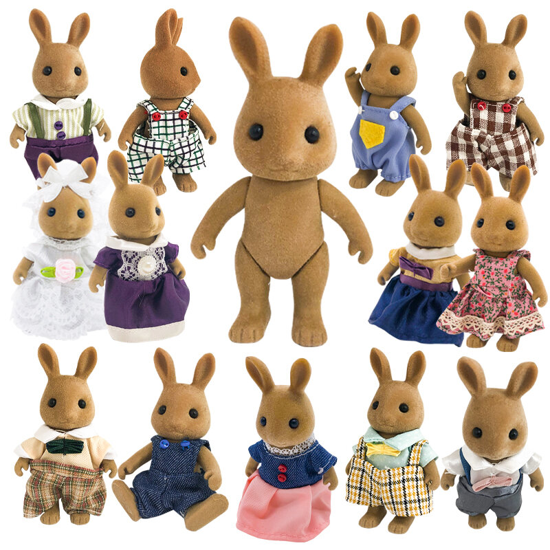 1/12 Bos Familie Leuke Pluche Bunny Kleding Voor Poppen 9Cm Mini Rendier Huis Accessoires Mode Dress Up Poppenhuis Meisje geschenken