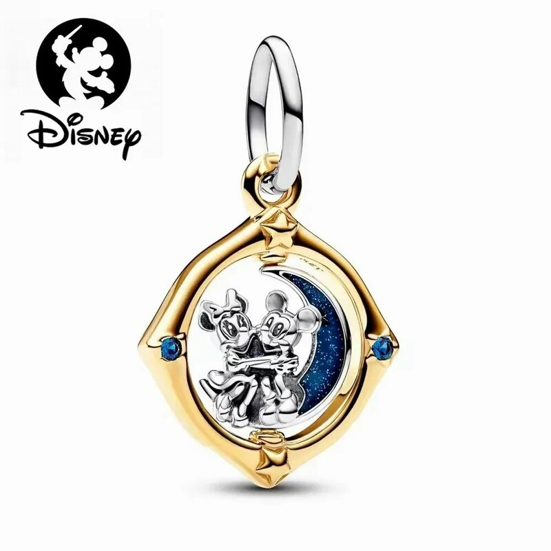 Colgante de plata de ley 925 de Potdemiel, abalorio de Mickey y Minnie Mouse de Disney, compatible con pulsera Pandora Original, regalo de Navidad