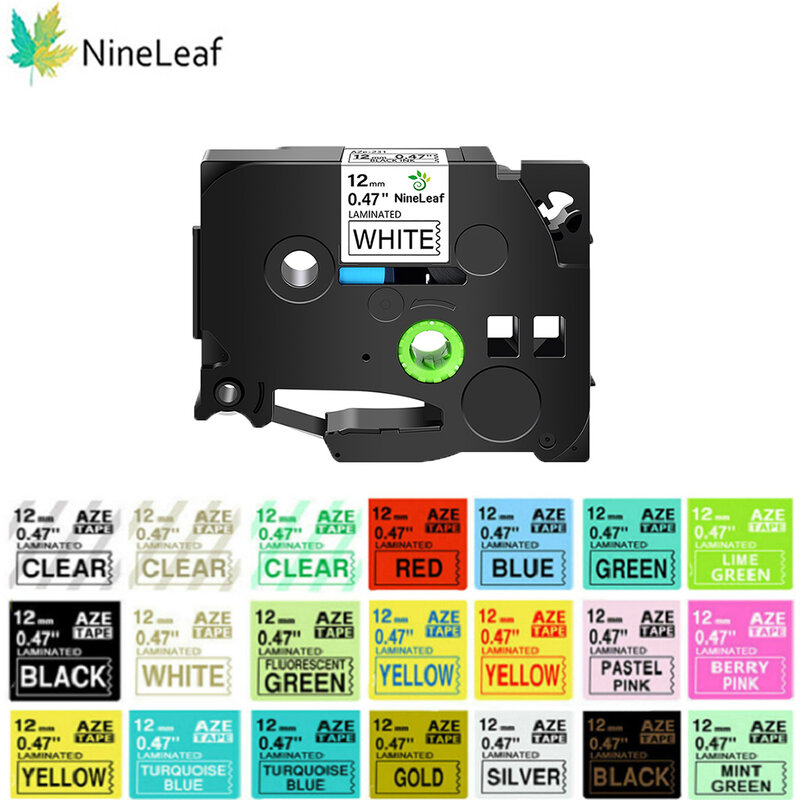 NineLeaf-Cinta de etiquetas Compatible con impresora Brother p-touch, 6/9/12/18/24mm, 231, para TZ 131, 231, 431, 531, 631, 731