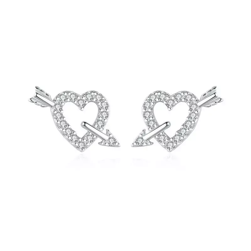 SE23-pendientes de circonita brillantes para mujer y niña, aretes simples y románticos de avión de plata, accesorios de fiesta, joyería