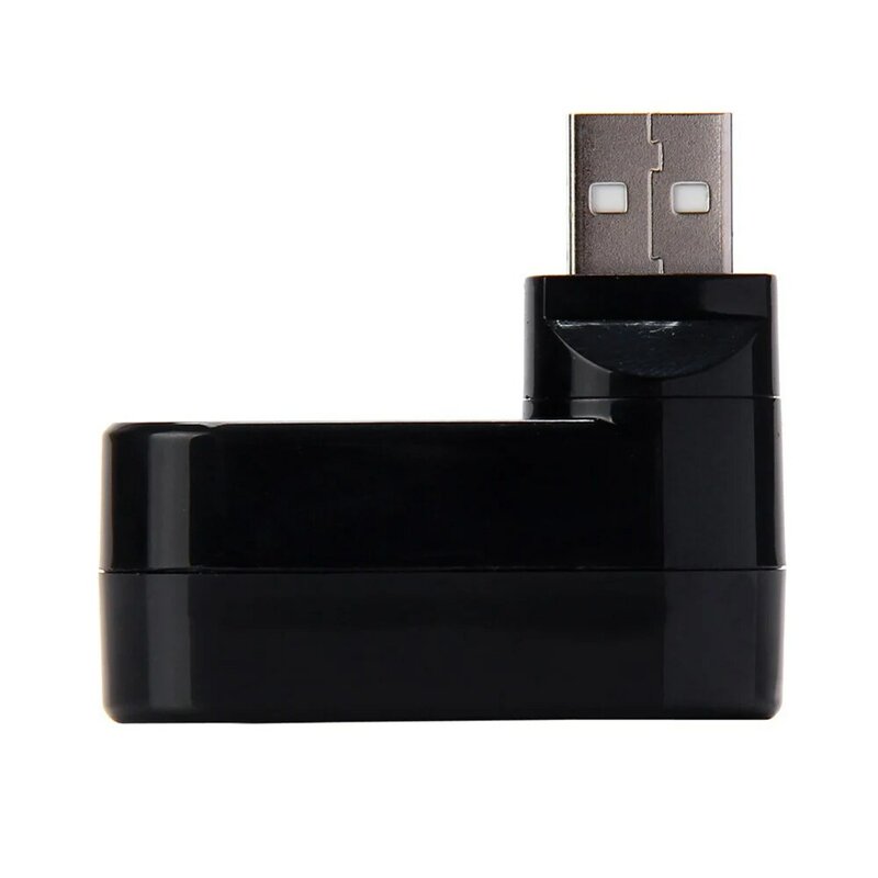 Concentrador de puertos USB 2,0 para ordenador portátil, Mini adaptador, divisor de 3 puertos, color negro