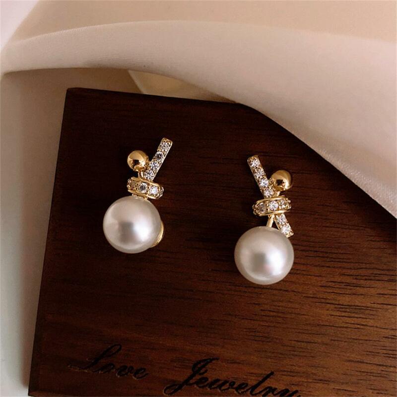 2~8PCS stainless steel Simple Elegant Small Pearl Pendant Earrings For Woman Fashion Jewelry Party Ladies' Unusual Dangle