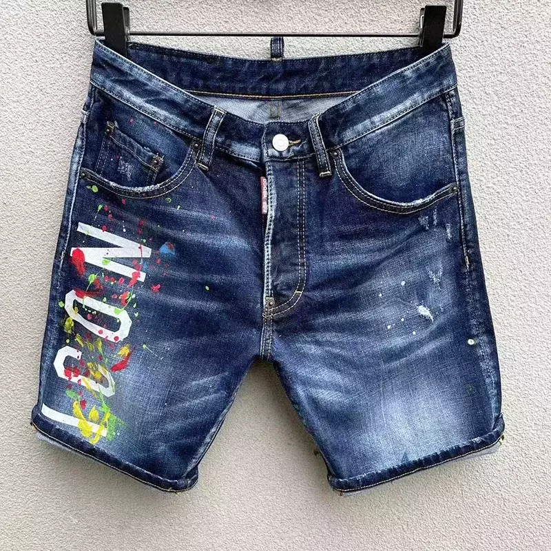 2024 Sommer neue Herren Stretch Skinny Jeans Luxusmarke blaue Jeans hose hochwertige Street Slim Fit Denim Shorts Herren Jeans