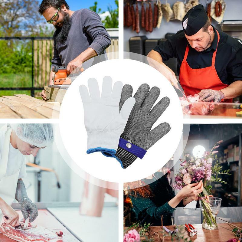 Cut Resistant Kitchen Gloves Mesh Metal Gloves Food-Grade Hygienic And Comfortable Safety Work Gloves For Food Handling And
