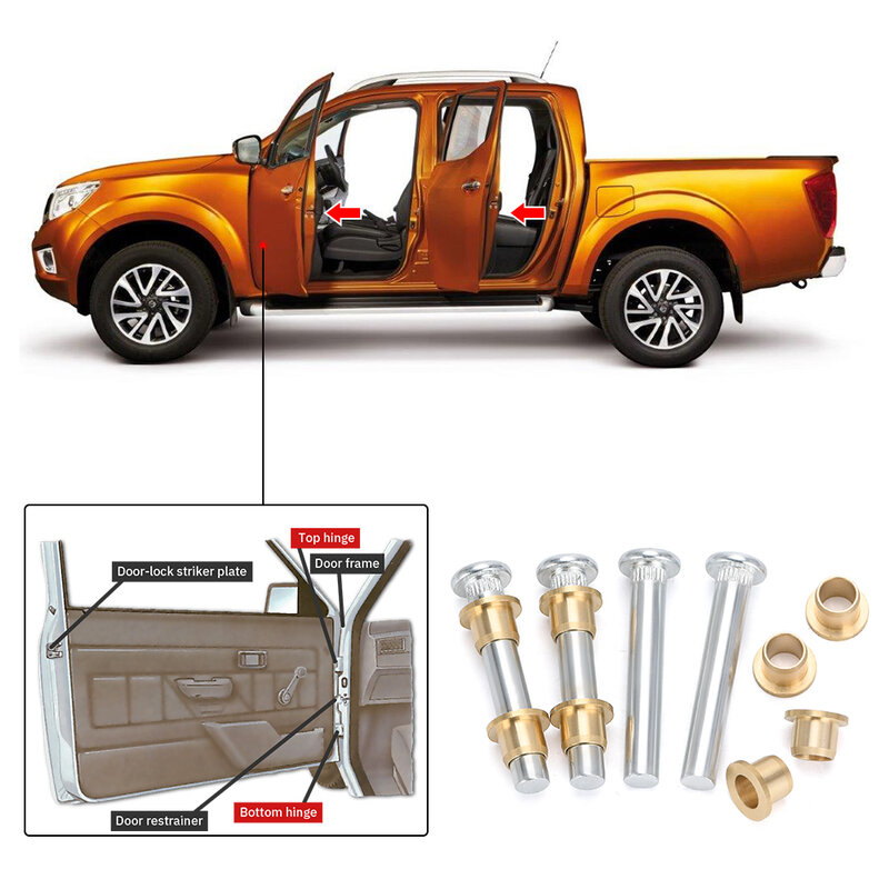 Door Hinge Repair Kit Door Hinge Pin Bushing Kit For Nissan Navara 97-05 D22 Truck Pickup High Strength Corrosion-Resistant