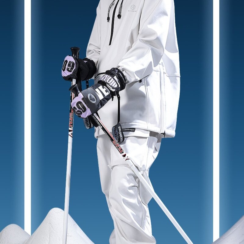 Luvas de esqui impermeáveis para esportes ao ar livre, Luvas de neve profissionais, Respirável, Grosso, Quente, Snowmobile, 1 par