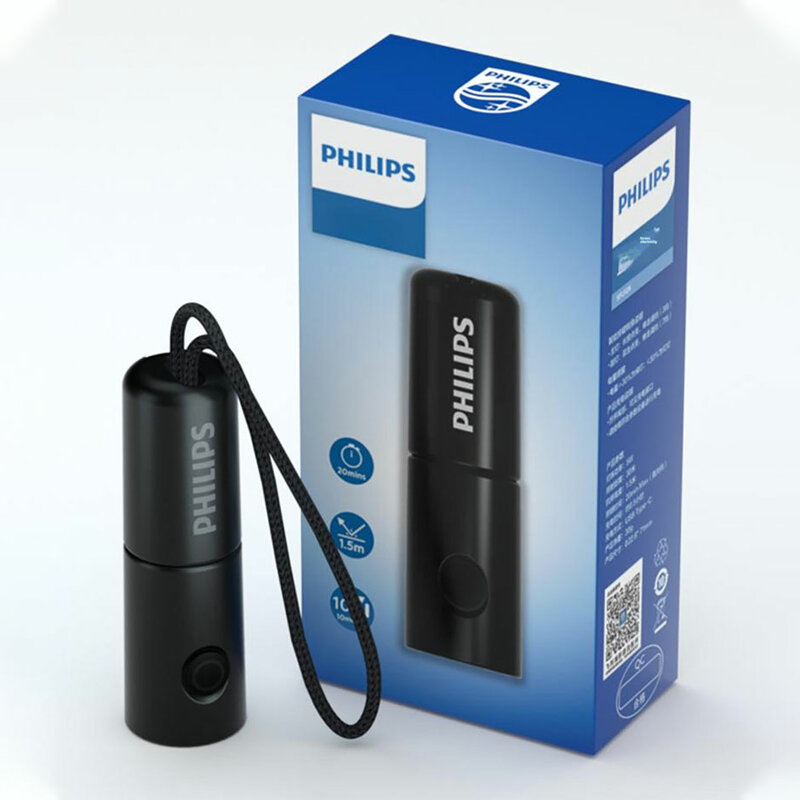 Philips Terbaru 7Cm Senter Portabel 7 Mode Pencahayaan LED Senter Mini Isi Ulang Lampu Berkemah untuk Mendaki Pertahanan Diri