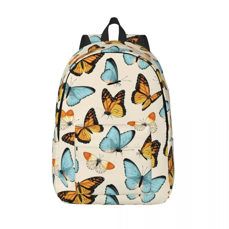 Vinatge ransel pola kupu-kupu, tas punggung pelajar sekolah SMA SD, tas olahraga kanvas remaja