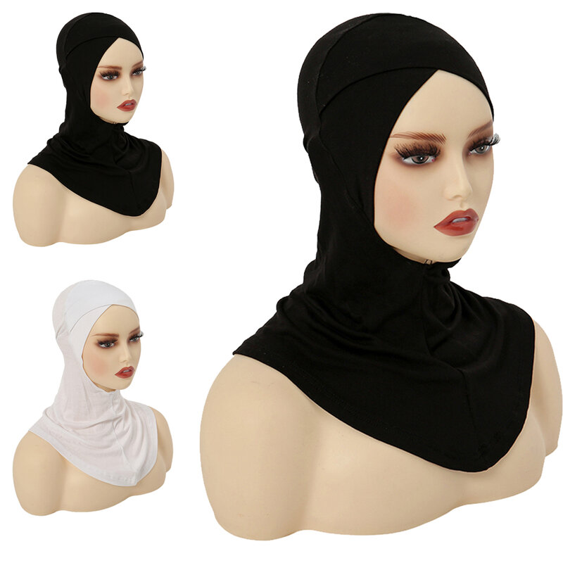 Underscarf topi Hijab Jersey leher, tutup kepala katun Muslim untuk wanita