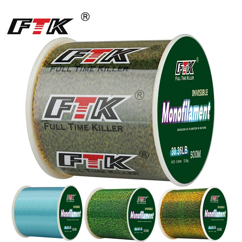 FTK 500m Gold Super Strong Invisible Carp Fishing Line 4.13LB-34.32LB Fluorocarbon Sinking Spotted Monofilament Line for Fishing