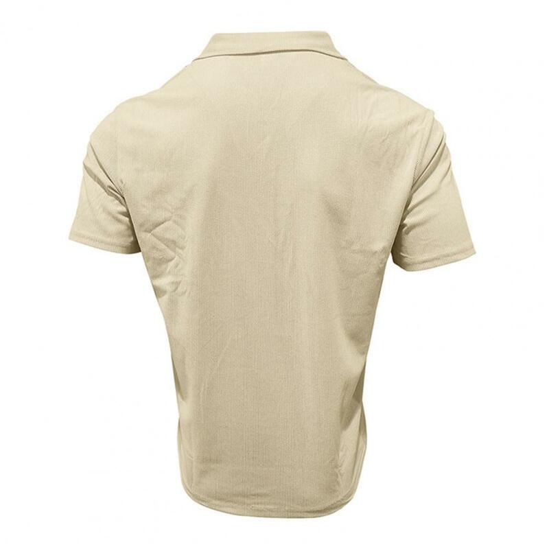 Luźny męski garnitur Męski letni strój na co dzień z koszulą z krótkim rękawem Spodenki z elastyczną talią Kołnierzyk z klapami zapewniający komfort