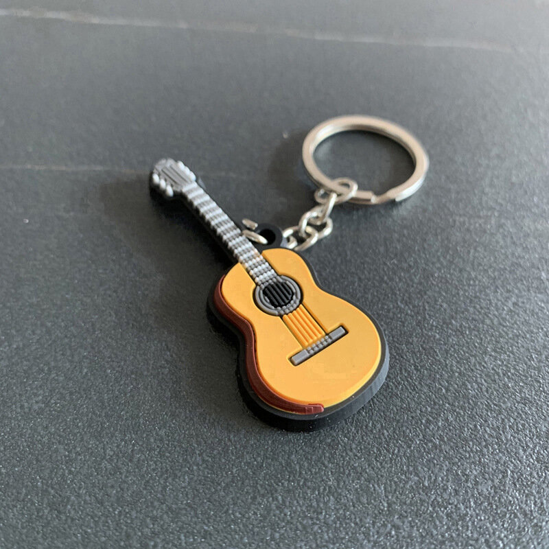 New Musical Instrument Silicone Guitar PVC Soft Keychain Cartoon Small Gift Pendant