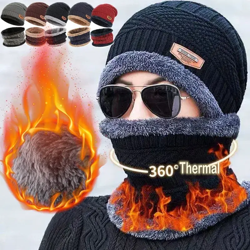 Зимняя Шапка-бини для мужчин и женщин, модель 2023, Женская шерстяная шапка-шарф, Балаклава, головные уборы