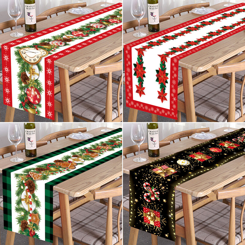 Chemin de Table de Noël en Polyester, Couverture Sensée, Décorations pour la Maison, Nouvel An, 2023, 2024
