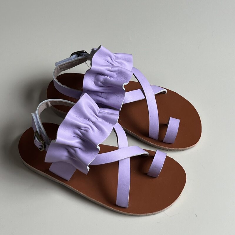 Sandálias de couro genuíno para meninas, bonito cor de sorvete, sapatos infantis para férias, sandálias de praia para crianças, verão, novo