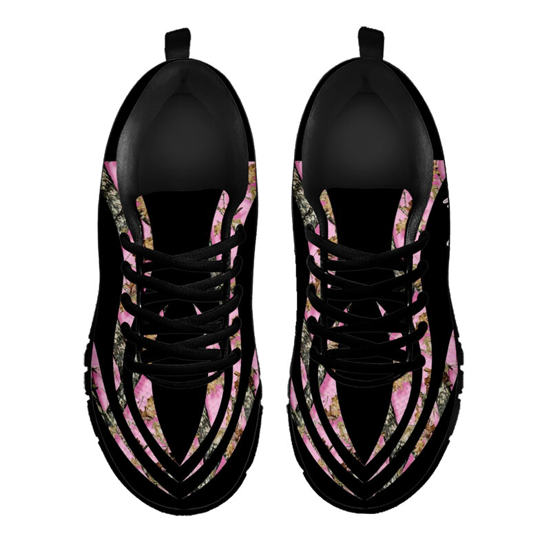 INSTANTARTS-동물 프린트 신발 여성용, 핑크, 엘크/뿔 디자인 브랜드 스니커즈, 검정색, 부드러운 밑창, 캐주얼 신발, 플라노스