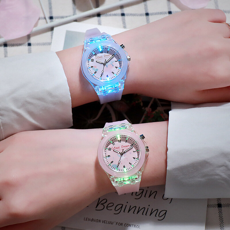 Милые Мультяшные часы для детей, модные светящиеся силиконовые детские кварцевые наручные часы для мальчиков и девочек, Повседневные детские часы, montre