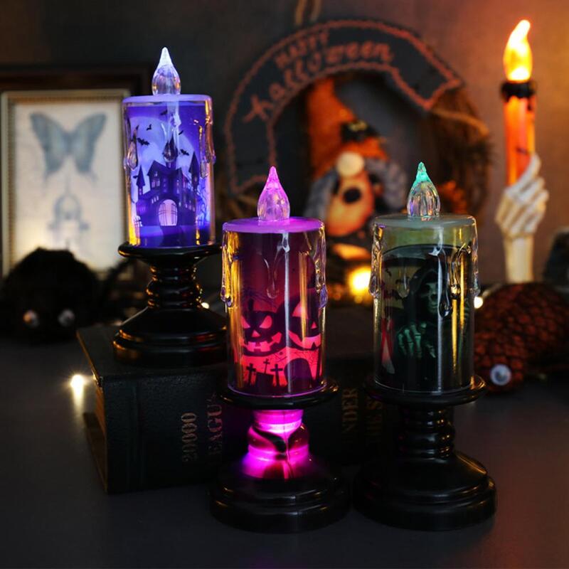 Halloween Candle Light Halloween Themed Candle Light Spooky Skulls Pumpkins Ghosts Battery Operated Led Candle for Halloween