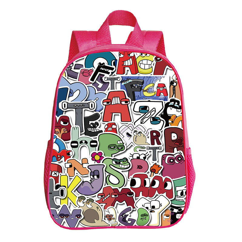 Alphabet Lore Print Backpack Kids Kawaii Pink Bookbag Kindergarten Bag Hight Quality Backpacks for Girls Cartoon Schoolbag Gift