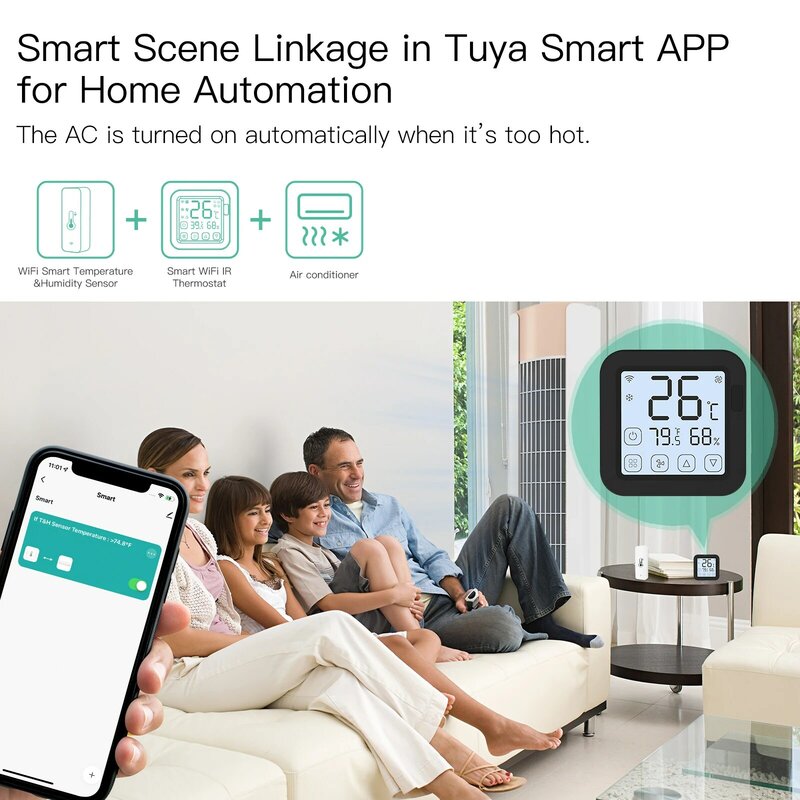 MOES Tuya inteligentne WiFi czujnik temperatury i wilgotności higrometr termometr detektor inteligentne połączenie sceny z Alexa Google Home