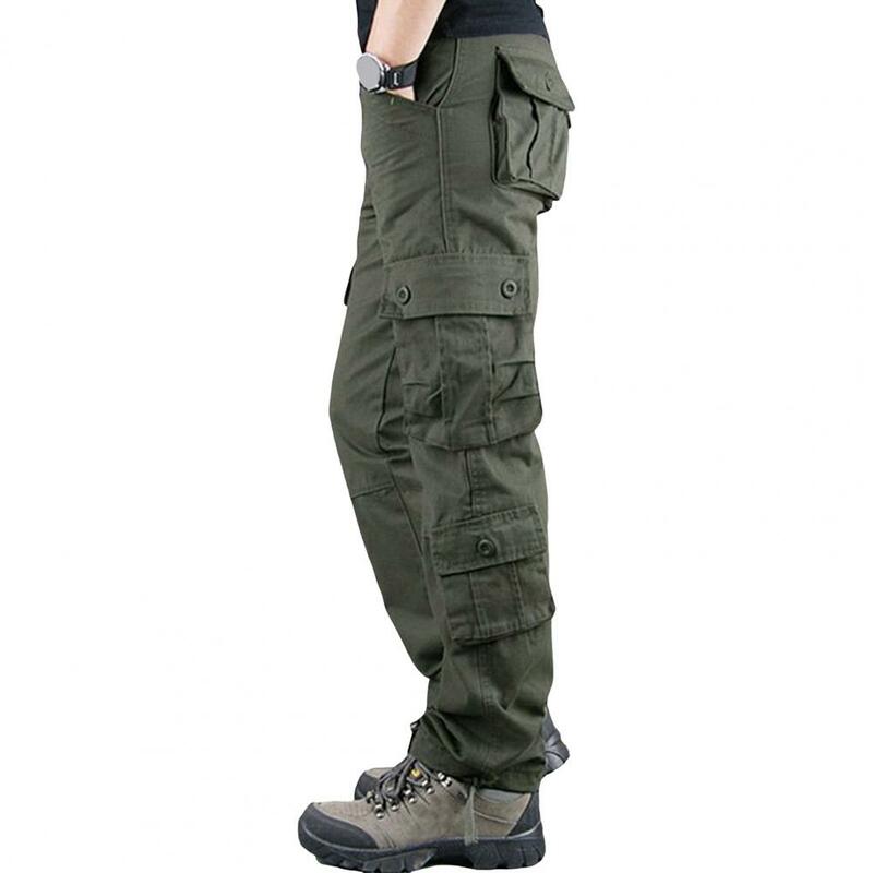 Men Cargo Pants Multi Pockets Loose Plus Size Daily Wear Streetwear Long Work Trousers Outdoor Training Pants