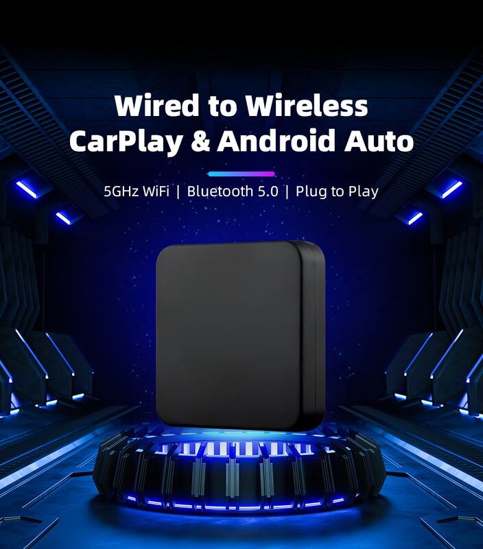 Binize adaptor otomatis Android nirkabel colokan Dongle CarPlay nirkabel & kabel putar ke nirkabel untuk VW Toyota Peugeot Volvo Kia Mazda