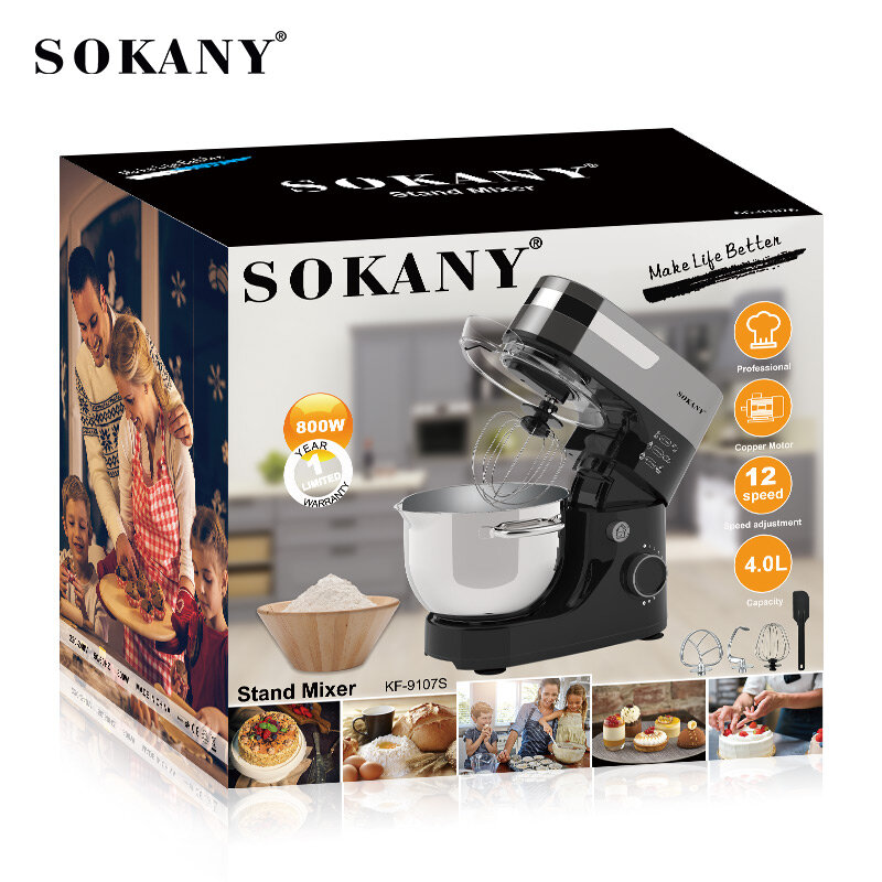 Sokany 9107S เครื่องปั่นอาหารมัลติฟังก์ชั่น, เครื่องปั่นอาหารหุ่นยนต์ทำอาหารเครื่องเชฟนวดแป้งเครื่องผสมอาหาร
