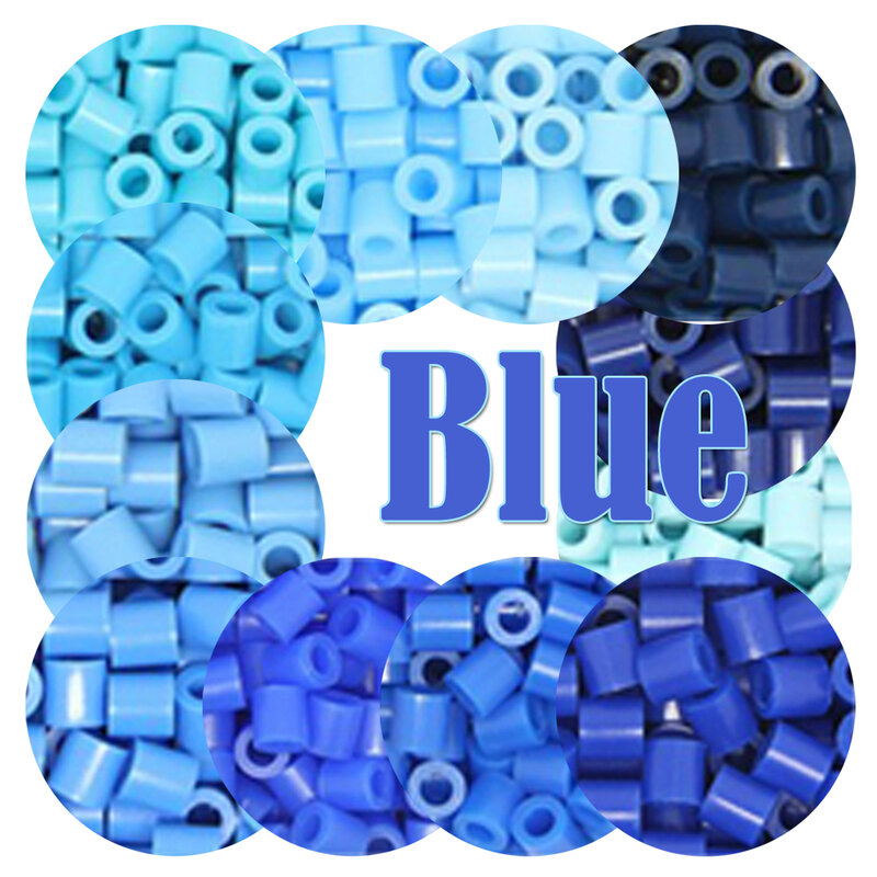 Warna Biru 5Mm 1000 Buah Manik-manik Yangjouet Hama untuk Anak-anak Manik-manik Sekring Besi Diy Teka-teki Piksel Hadiah Seni Mainan Anak-anak