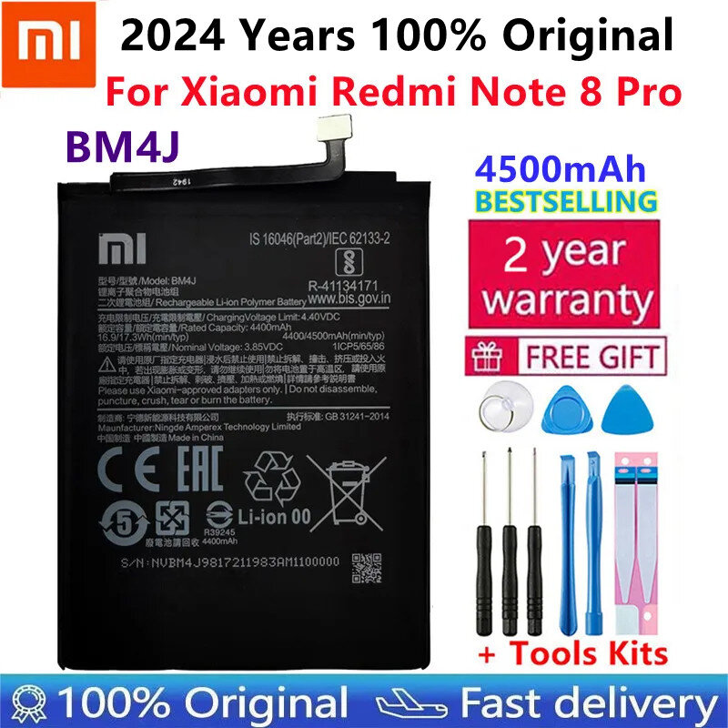 Batería BM4J 2024 Original para Xiaomi Redmi Note 8 Pro Note8 Pro, 100% mAh, Herramientas sin batería de repuesto para teléfono, 4500 años