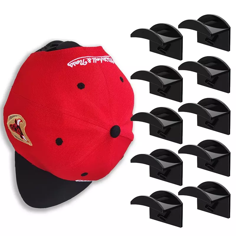 Crochet de chapeau de baseball sans lueur, noir, design minimaliste, chapeau T1, simple, écouteur, collier, rangement, nouveau, 10 pièces