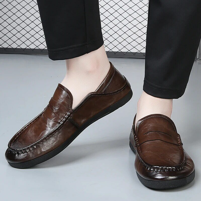 2024 męskie mokasyny obuwie nowe ręcznie robione mokasyny buty męskie wygodne skórzane buty do jazdy brytyjskie markowe męskie trampki