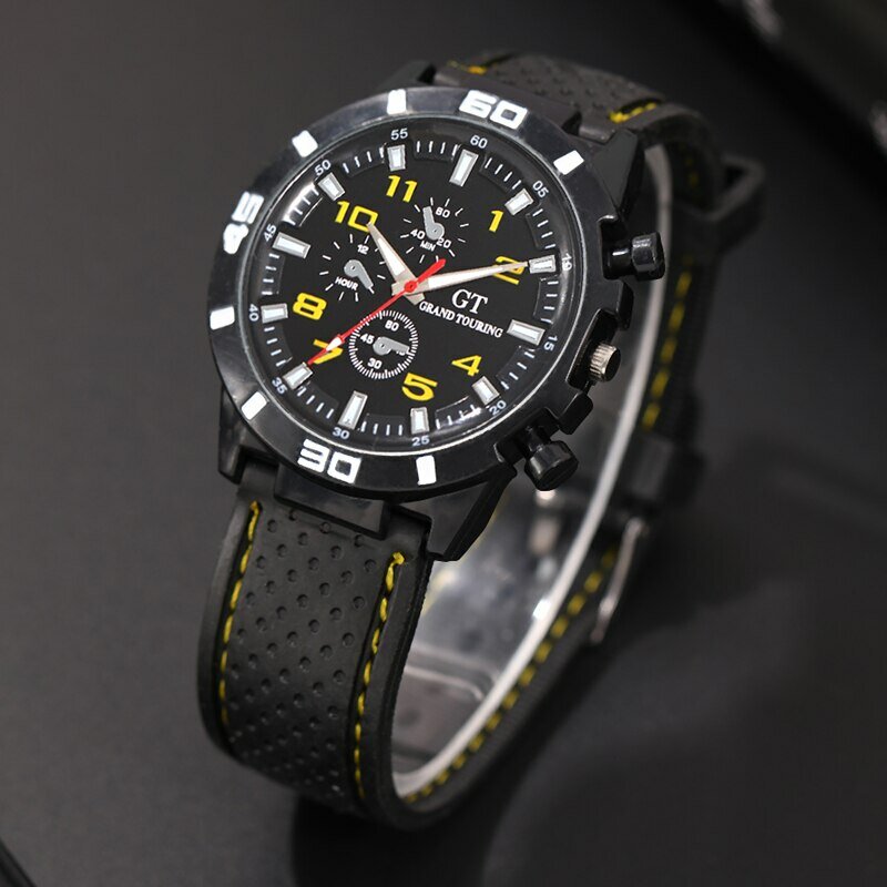 Relógio de pulso masculino Classic Black Silicone Quartz, Relógios esportivos, Luxo, Corrida, Negócios, Casual, Moda