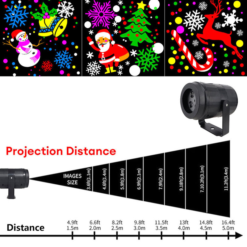 USB Christmas Projector Lamp LED Snowflake Santa Snowfall Projection Lamp Rotating Fairy Projection Light for Party Holiday