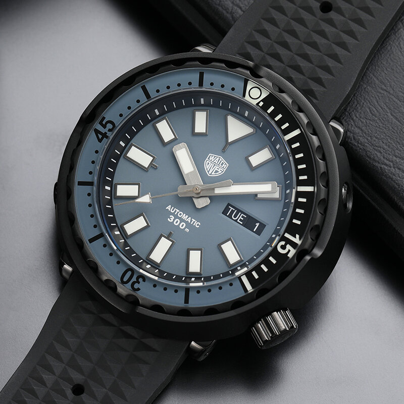 Watchdives Tuna Automatic Dive Watch NH36 automatic Movement PVD Coated Stainless Steel Case Wristwatch Sapphire Crystal Watches