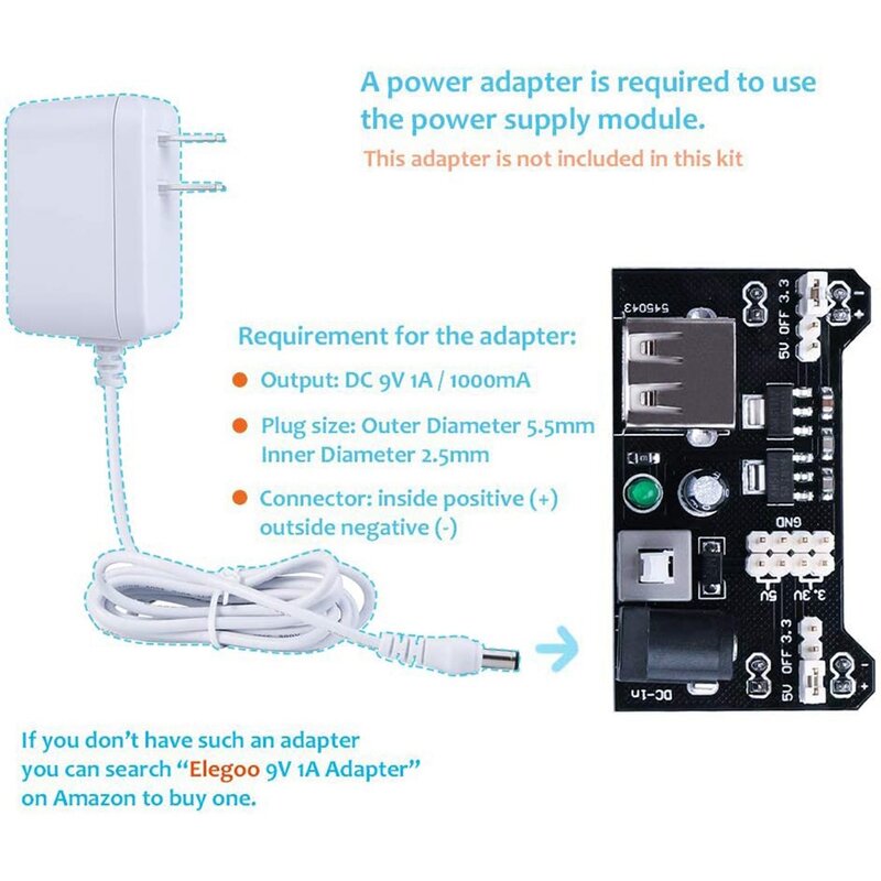 Kit Eletrônico Divertido com Módulo de Alimentação, Jumper Wire, Potenciômetro de Precisão, 830 Breadboard para Arduino, Raspberry Pi, W