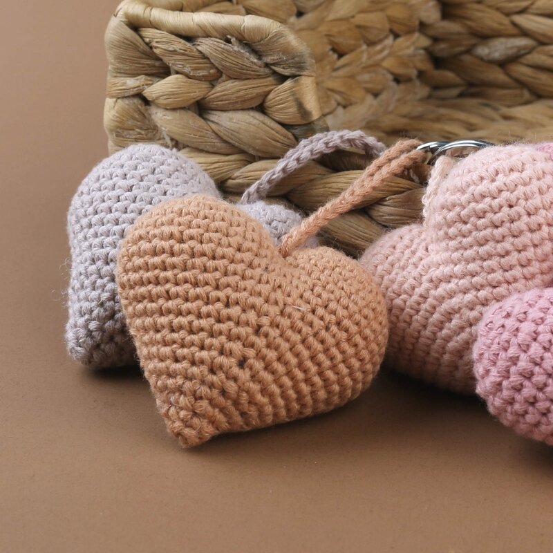 L5YA Cotton Loves Porte-clés Coeur de dessin animé Crochet Crochet Clés Chaîne Sac à dos Pendentif